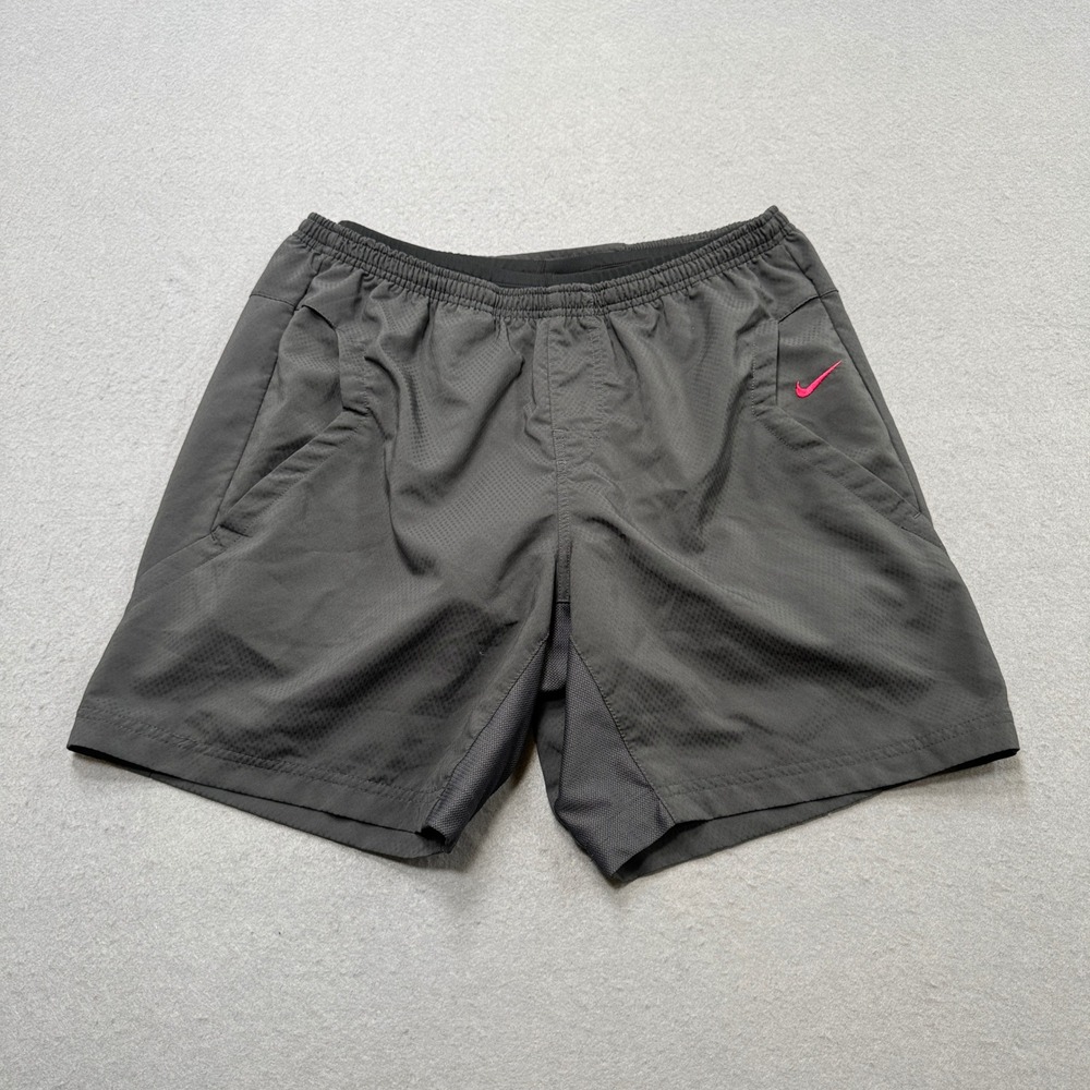 Y2K Nike Athletic Shorts‎ Youth Large Black Swoosh Lined Running Training Gym
